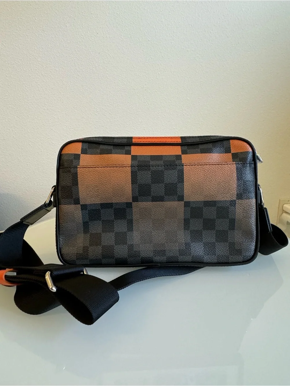 Louis Vuitton Black and Orange Damier Messenger Crossbody